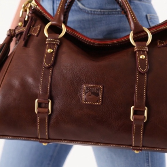 DOONEY AND BOURKE FLORENTINA LEATHER SATCHEL HANDBAG Dark Brown T’Moro - Picture 2 of 14